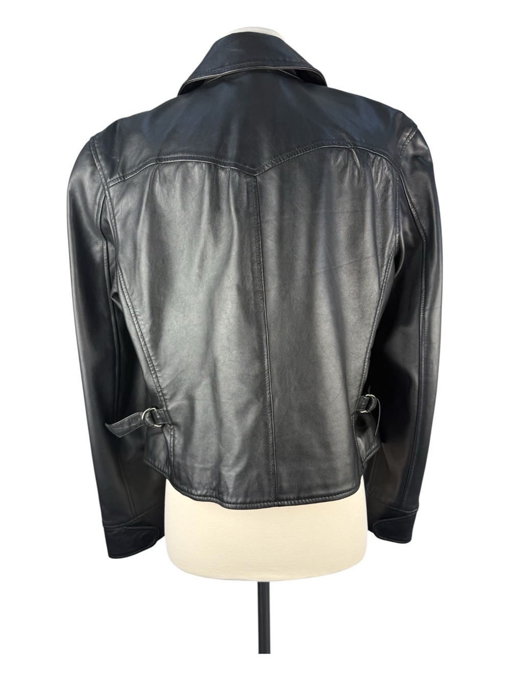 Chaps- Ralph Lauren Women’s Black Leather Motto Jacket Size L